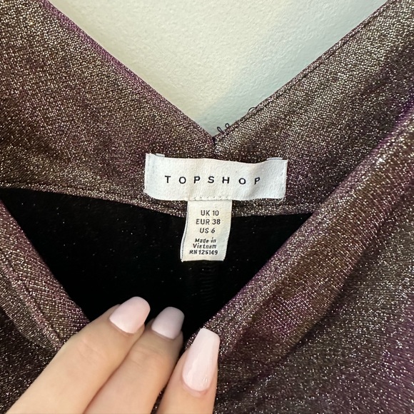 TOPSHOP Sparkly Gold midi dress, size 6 - Picture 4 of 4